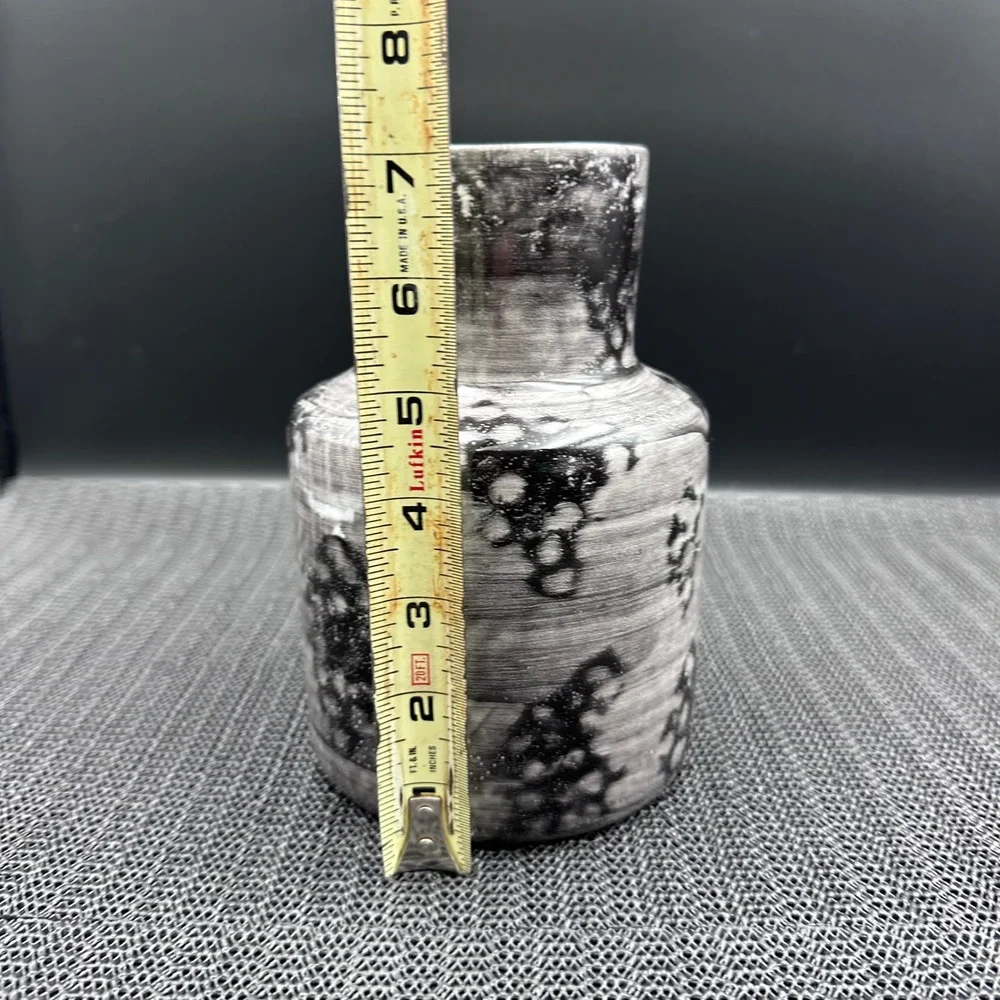 Made For Retail Ceramic Vase Black White Glaze Abstract Decor 7in 234-25-9913